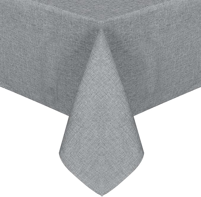 JIUZHEN Square Table Cloth Faux Linen Farmhouse Tablecloth Wrinkle & Stain Resistant Table Cover for Kitchen Dining, Holiday Party Dinner, Grey, 70 x 70 Inch