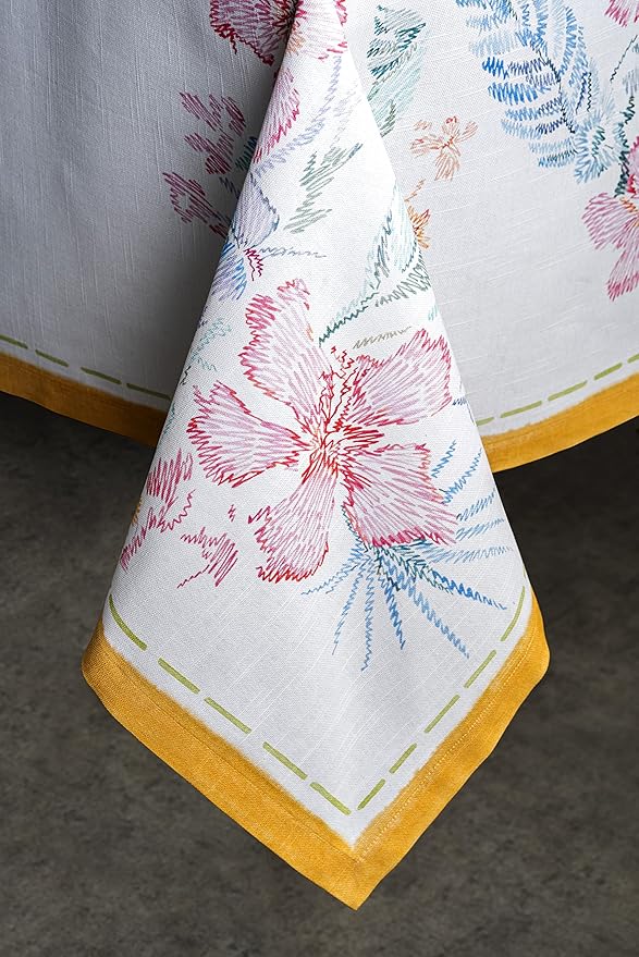 Maison d' Hermine Table Cloth Rectangle Table 100% Cotton 60 x 108 Inches Tablecloth Reusable Decorative for Dining Room Farmhouse Home Valentines Day Decorations Spring Summer - Paradise Island