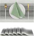 Leetaltree Black with White Woven Placemats Set of 6 - Heat Resistant Non-Slip Place mats for Dining Table, Washable Durable PVC Vinyl Woven Table Mats(Black with White, 6)