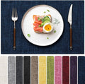 Blue Forest Placemats Set of 8, Dual-Layered Thickened Faux Linen Cloth Place Mats Heat Resistant Machine Washable Wrinkle Free Table Mats Indoor/Outdoor (Navy Blue)