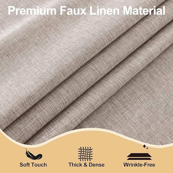 JIUZHEN Round Table Cloth Faux Linen Farmhouse Tablecloth Wrinkle and Stain Resistant Decorative Fabric Table Cover for Kitchen, Dining Room, Parties and Camping, Stone, 80 Inch Round