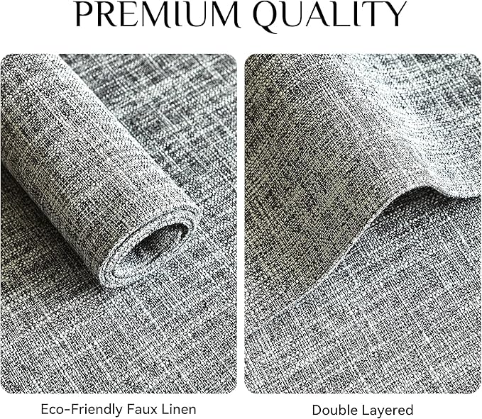 Softalker Faux Linen Placemats Set of 6-12 x 18 Inch, Heat Resistant Double Layered Durable Burlap Farmhouse Place Mats, Non-Slip Washable Rustic Table Mats for Dining, Kitchen, Party（Ash Grey