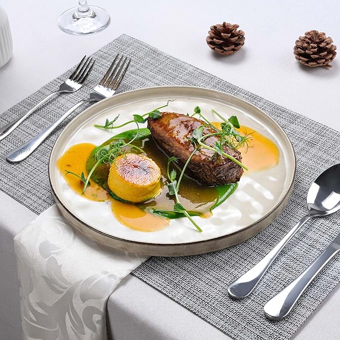 LIANYU 7.9 Inch Dessert Plates Set of 6, Ceramic Dinner Plates Dishes Set for Kitchen, Porcelain Serving Salad Plate, Chip & Scratch Resistant, Microwave, Oven and Dishwasher Safe, Sandy Beige