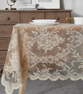 Warm Home Designs 60 x 60 Square Tablecloth with English Rose Design. Use Lace Square Table Cloth as Lace Tablecloth for Card Table or Small Dining Table. Gold Tablecloth for 4 Guests. LTC Linen 60"