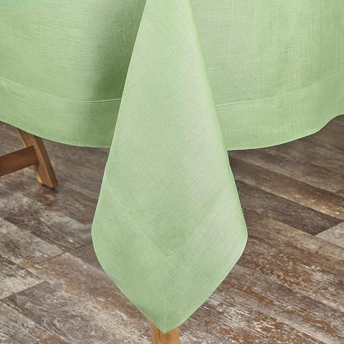 D'Moksha Homes Linen Tablecloth 60 x 90 Inch - 100% Pure Linen Sage Green Tablecloth for Rectangle Tables - Machine Washable Table Cloth for Spring, St Patricks Day, Easter