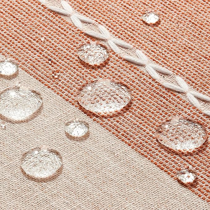 ZeeMart Contrast Linen Round Tablecloth 52 Inch Orange, Farmhouse Style Round Table Cloth Heavy Weight Burnt Orange Fall Tablecloths, Water Resistant Burlap Table Cloths
