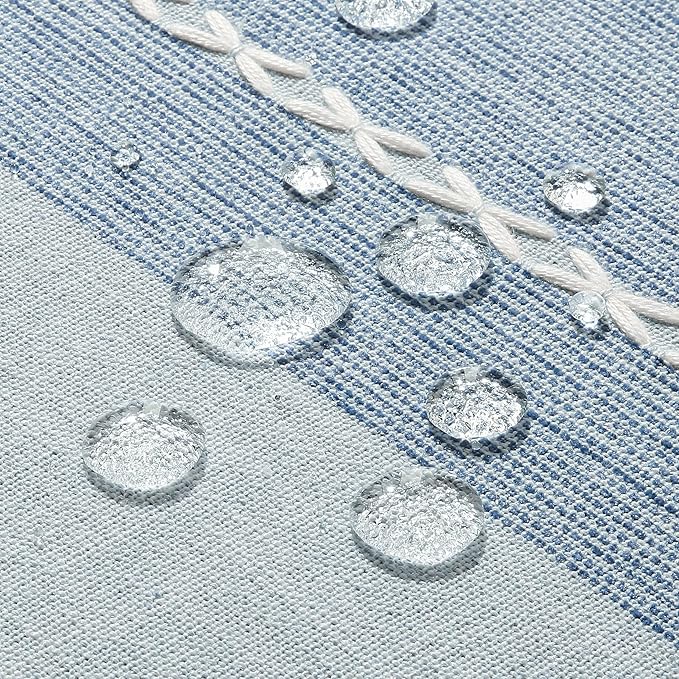 ZeeMart Contrast Linen Table Cloth Rectangle Table Cloths 52x70 Inch Blue, Farmhouse Style Heavy Weight Blue Tablecloth, Water Resistant Burlap Tablecloths