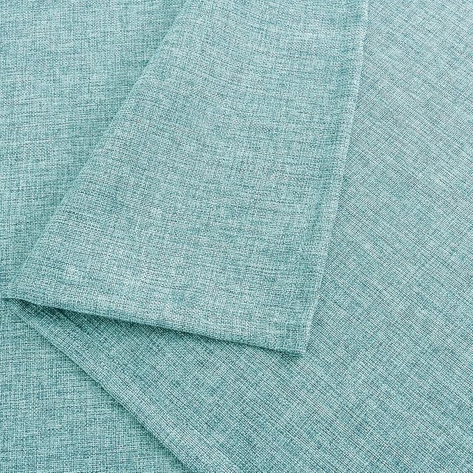 Hiasan Faux Linen Rectangle Tablecloth - Wrinkle and Stain Resistant Washable Table Cloth for Kitchen Dining Room Holiday Table Cover for Dinner, Aqua, 60 x 140 Inch