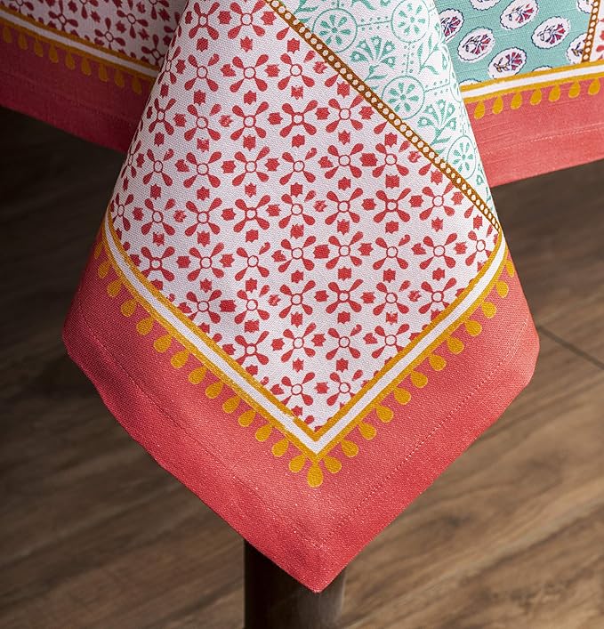 Maison d' Hermine Table Cloth Square Table 100% Cotton 60 x 60 Inches Tablecloth Reusable Decorative for Dining Room Farmhouse Home Valentines Day Decorations Spring Summer - Provence