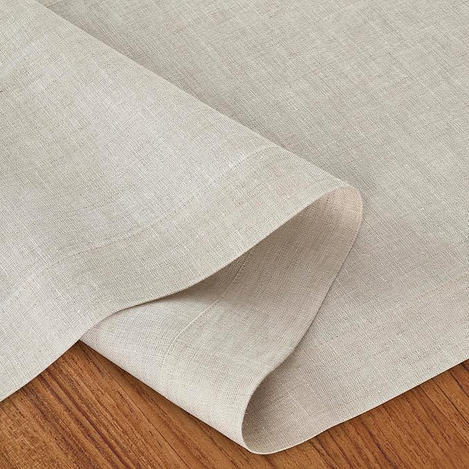 D'Moksha Homes Linen Light Natural Table Runner 84 Inches Long - 100% Pure Linen 14 x 84 Inch Table Runner for Dining, Valentines, Spring, Easter - Machine Washable