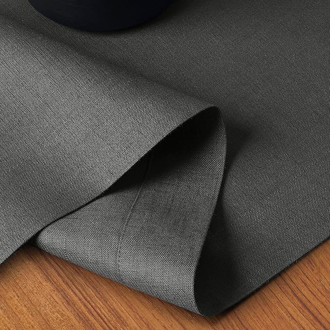 D'Moksha Homes Linen Charcoal Grey Table Runner 90 Inches Long - 100% Pure Linen 14 x 90 Inch Table Runner for Dining, Spring, Easter - Machine Washable